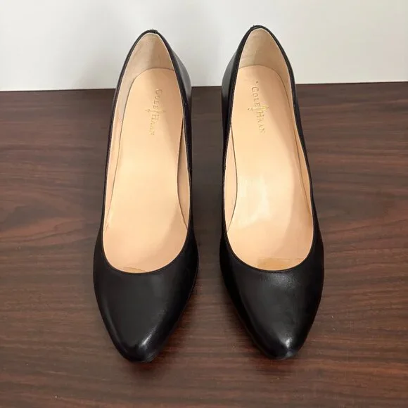 Cole Haan Women's Black Leather Heels Platform Pumps Size 7.5 - Picture 2 of 11